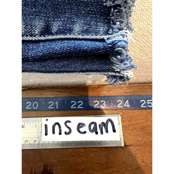 Ceros Distressed Straight Asymmetrical Front Woman's Jeans Size 30 Denim Blue - Picture 8 of 16